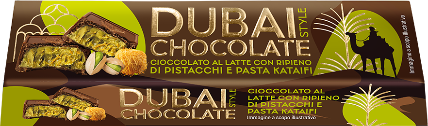 Tavoletta Dubai al latte con ripieno di pistacchio e pasta kataifi