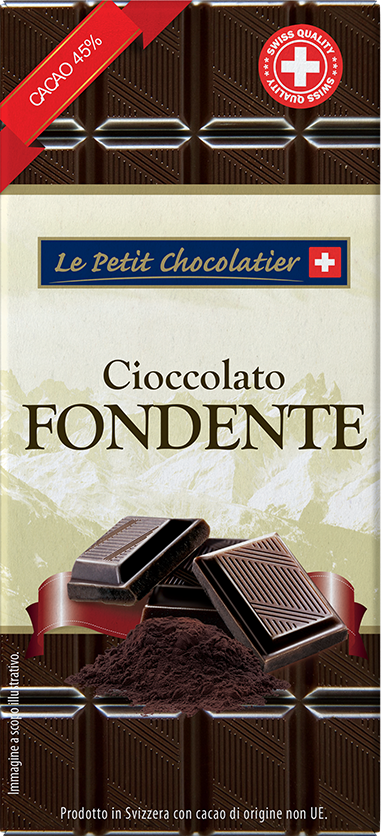 Tavoletta svizzera di cioccolato fondente 45% cacao