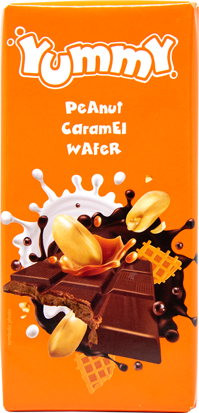 Tavoletta Yummy con arachidi, caramello e wafer